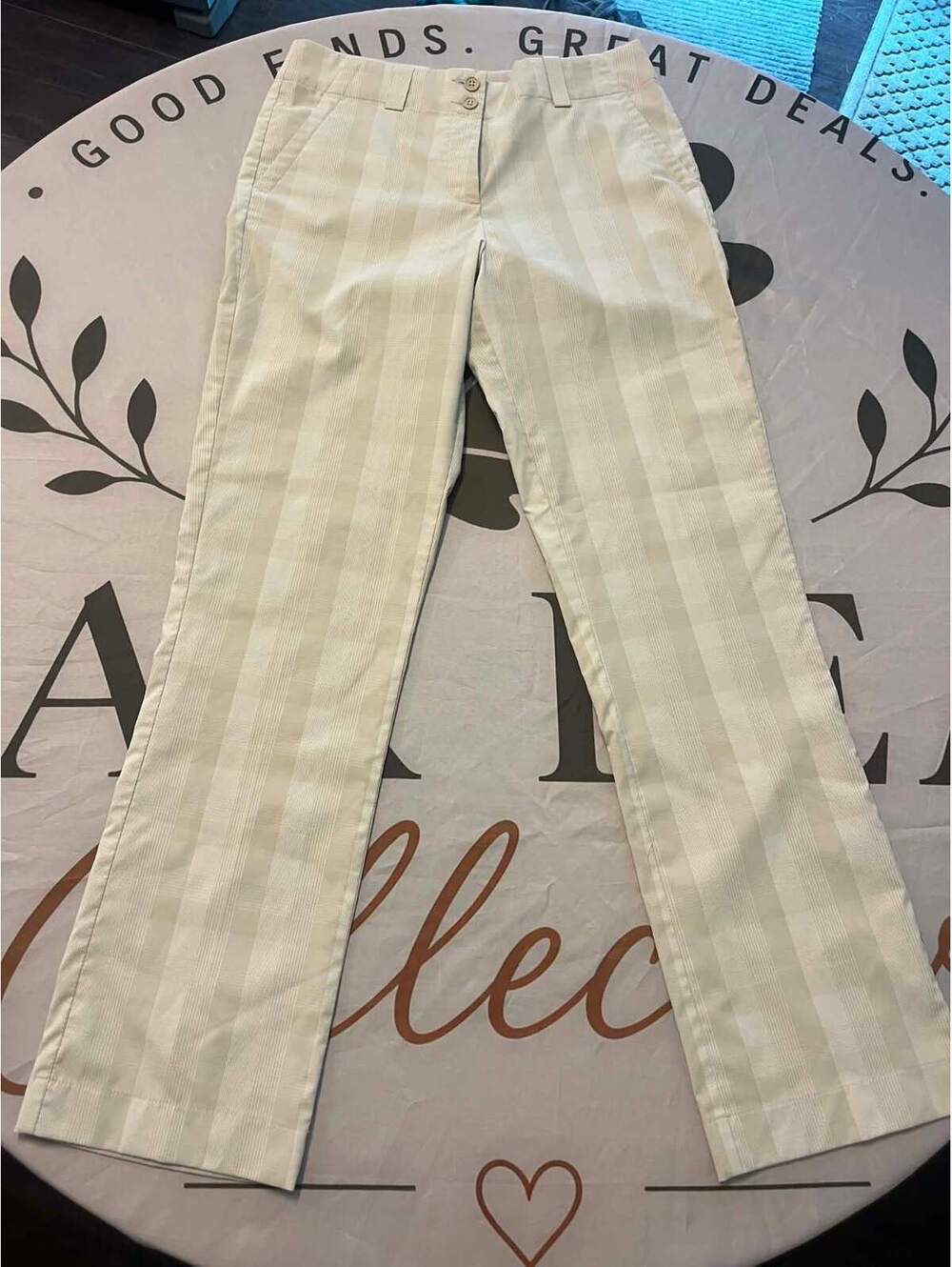 Nike Golf Women's Beige Plaid Dri-FIT Golf Pants Size 6